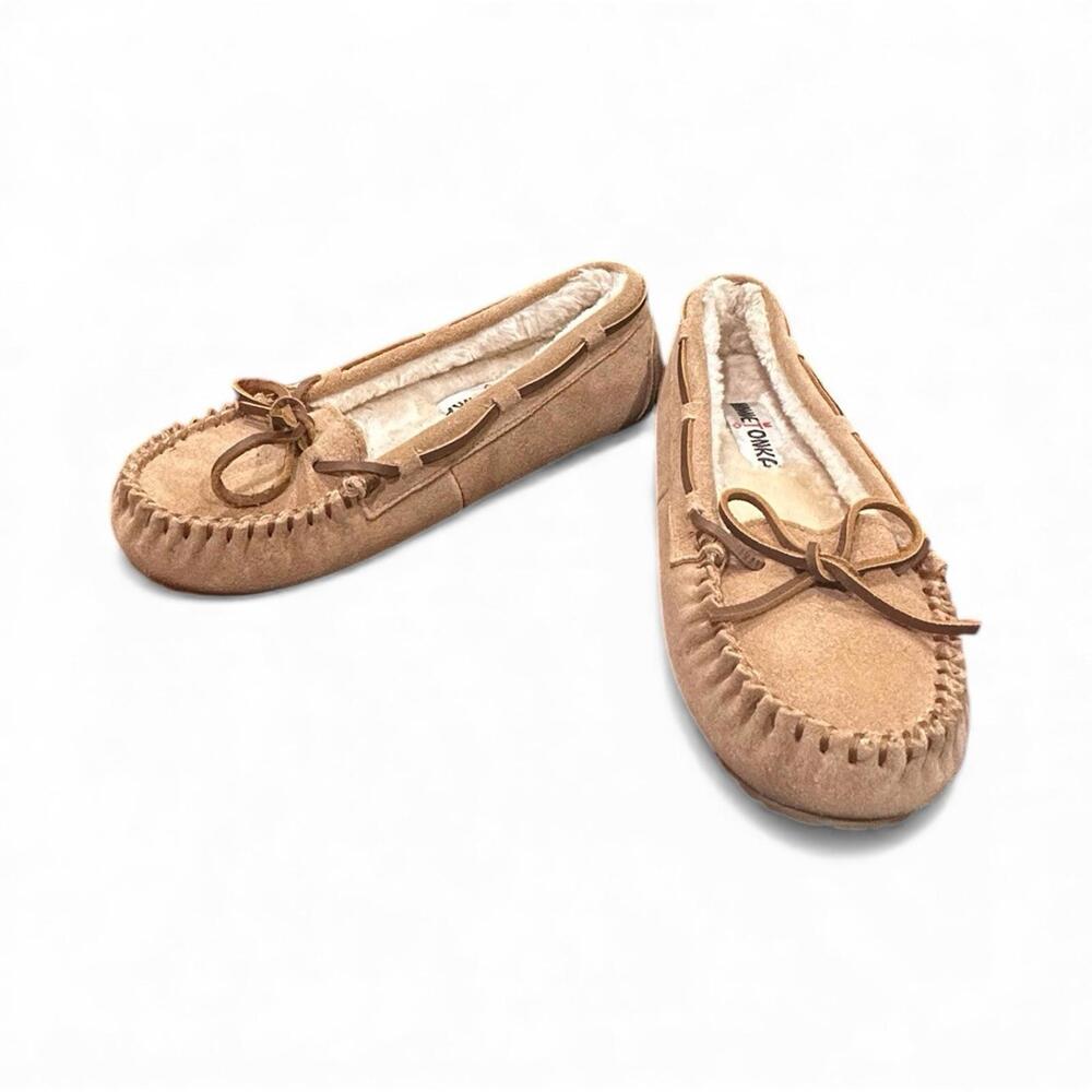 MINNETONKA Slip On Shoes ALLIE Berber Plug Trapper Sherpa Moccasins Slipper 6M